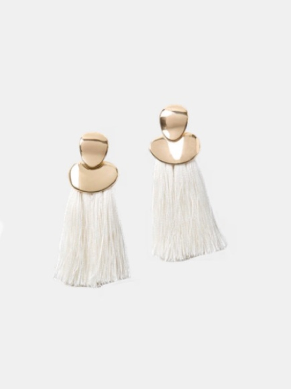 LOFT Gold and White Tassel Drop Earrings